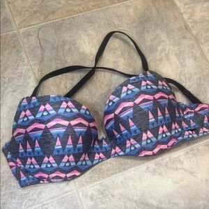 PINK Victoria's Secret Geometric Push-Up Bra - Pink and Blue